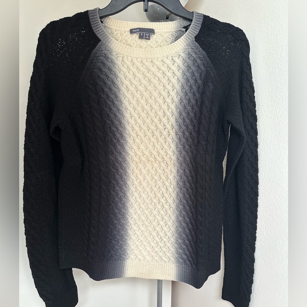 Vince Ombré Black, Gray, Cream Sweater, Size Small